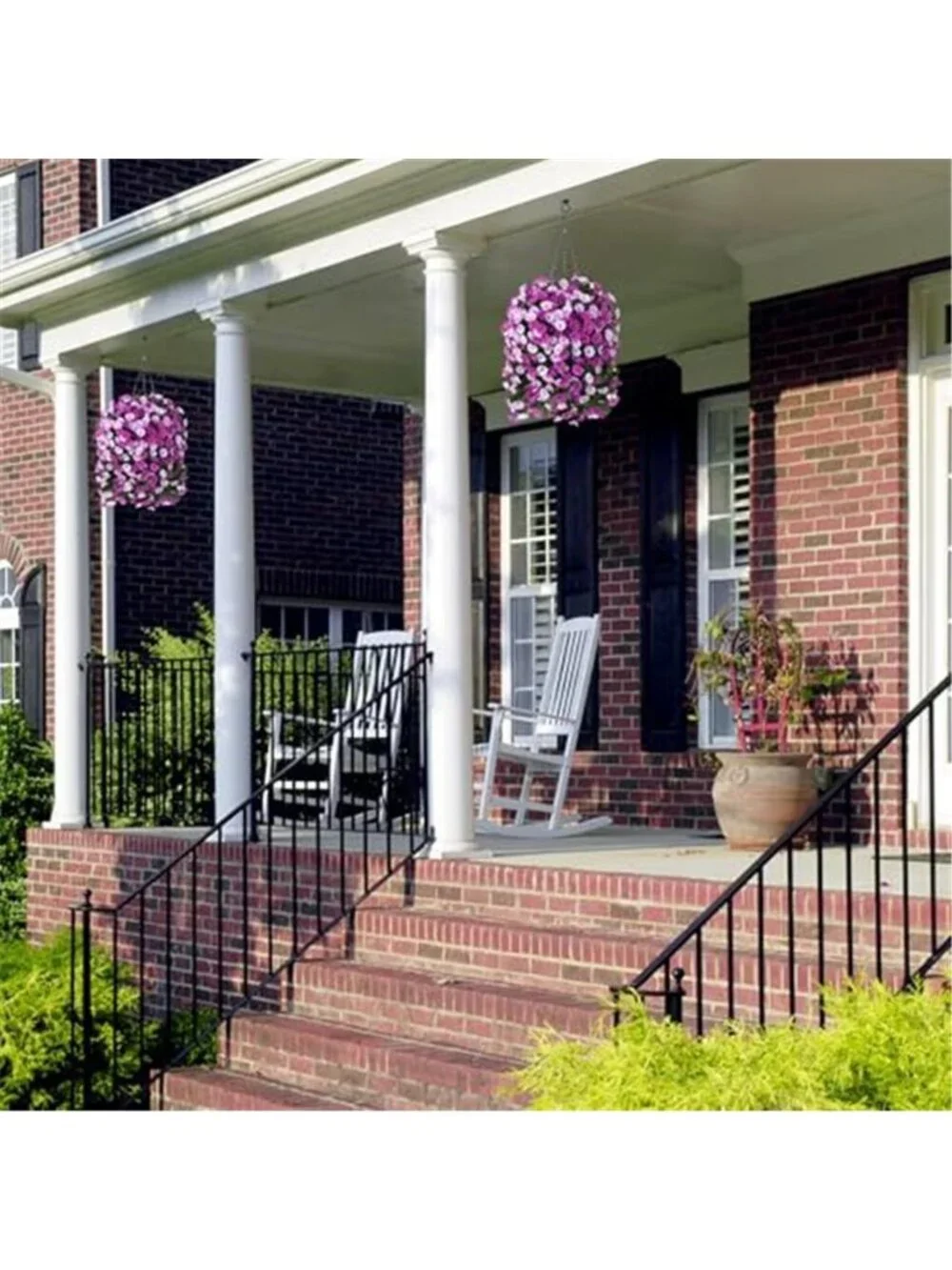 Faux Silk Fuchsia Morning Glory Hanging Basket Outdoor Porch Patio Spring Decor